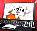 Two Thousand And Sixteen On Laptop Shows New Years Resolution 2016 Royalty Free Stock Photo