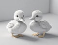 Two white cartoon ducklings on white background Royalty Free Stock Photo