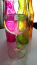 two toned wine, Optimist or pessimist - wine half full of pink or green, Royalty Free Stock Photo