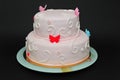 Two tier butterfly fondant cake Royalty Free Stock Photo