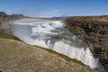Gullfoss waterfall with rainbow is located in the canyon of the HvÃ­tÃ¡ river in southwest Iceland. Royalty Free Stock Photo