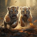 Two Tiger cubs playing Royalty Free Stock Photo