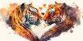 Two tiger love each other, cats kiss, print for you Generative AI