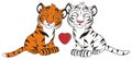 Two tigers with heart Royalty Free Stock Photo