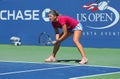 Two times Grand Slam champion Victoria Azarenka practices for US Open 2013 at Arthur Ashe Stadium at National Tennis Center