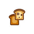 Two toasts. Icon of traditional food element for breakfast. Fried crusty bread for sandwiches. Vector isolated