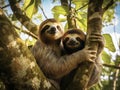 Ai Generated illustration Wildlife Concept of Two-toed sloth