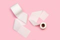Two toilete paper rolls on a pink background Royalty Free Stock Photo