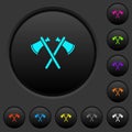 Two tomahawks dark push buttons with color icons