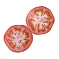 Two tomato slices isolated Royalty Free Stock Photo