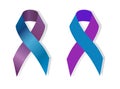 Two-tone blue and purple ribbon awareness Royalty Free Stock Photo