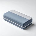 Two Tone Blue and White Rectangular Yoga Block on White Background Studio Lighting Royalty Free Stock Photo