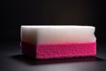 Two-tone Cleaning Sponge: Pink and White Cellulose Sponge Close-up Royalty Free Stock Photo