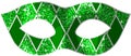 Two Tone Green Glitter and Silver Harlequin Diamond Mardi Gras Party Mask