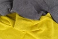 Two tone grey and yellow frote textile background