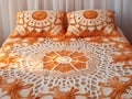 Two-tone handmade crochet lace bedspread