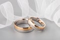 Two-tone wedding rings with ribbon Royalty Free Stock Photo