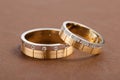 Two-tone wedding rings - rose gold and silver Royalty Free Stock Photo