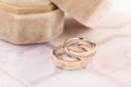 Two-tone wedding rings - rose gold and silver Royalty Free Stock Photo