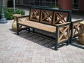 Two tone wooden outdoor bench