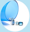 Two Toned Aquamarine And Diamond Stud Earrings Royalty Free Stock Photo