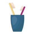 Two toothbrushes. A cup for toothbrushes. Vector illustration Royalty Free Stock Photo