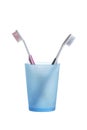 Two toothbrushes in a glass Royalty Free Stock Photo