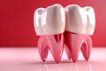Two tooths on red background Royalty Free Stock Photo