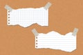 Two torn lined and square papers attached with adhesive tape to Royalty Free Stock Photo