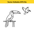 Two toucans black and white vector illustration Royalty Free Stock Photo