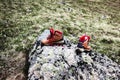 Two tourist traveller hiker shoes boots