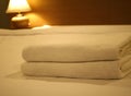 Two towels on the bed Royalty Free Stock Photo