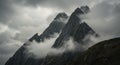 Mountain peaks under cloudy skies nature landscape atmospheric Royalty Free Stock Photo