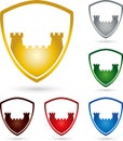 Two towers, colourful, coat of arms, real estate and security logo Royalty Free Stock Photo