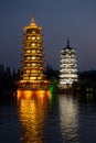 Two towers in Guilin city, China
