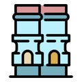 Two towers icon color outline vector