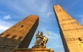 Two Towers (Le Due Torri Garisenda e degli Asinelli) as symbols of medieval Bologna, Emilia-Romagna, Italy Royalty Free Stock Photo