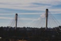 Two towers of Port Mann Bridge over the Fraser River.  BC Canada Royalty Free Stock Photo