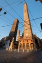 Two towers and Saint Bartolomeo Church in Bologna Royalty Free Stock Photo