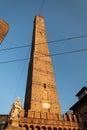 Two towers and Saint Bartolomeo Church in Bologna Royalty Free Stock Photo