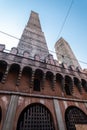 Two towers and Saint Bartolomeo Church in Bologna Royalty Free Stock Photo