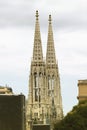 Two towers of Votive church in Vienna, Austria Royalty Free Stock Photo