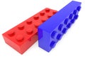 Two toy bricks in blue and red Royalty Free Stock Photo