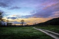 Two Track Field Road to Sunrise Royalty Free Stock Photo