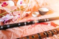 Two traditional chinese bamboo dizi flutes