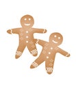 Two Traditional Christmas Homemade Gingerbread Man Royalty Free Stock Photo