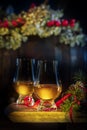 Two Traditional Glasses of Whisky Christmas Royalty Free Stock Photo