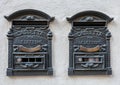 Two traditional Italian iron retro postbox for letters.