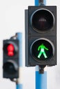 Two traffic lights for pedestrians Royalty Free Stock Photo