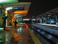 Two train driver in the night station Royalty Free Stock Photo